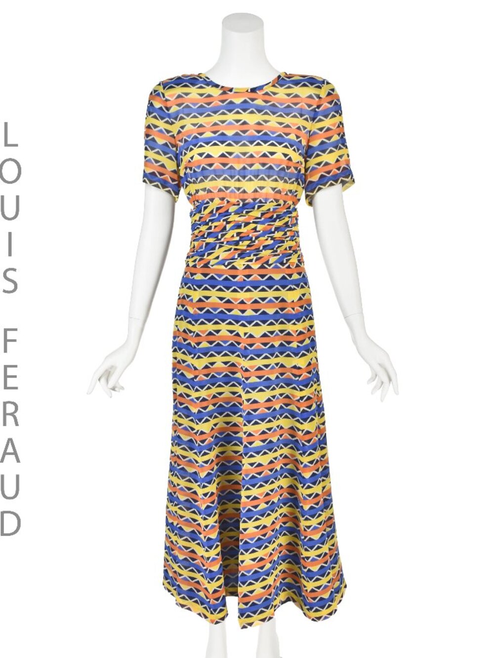 LOUIS FERAUD Multi-Colored Crepe Chiffon Midi Dress SIZE 10 NWOT